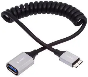 AJMRTC MicroUSB3.0 Male Host to USB3.0A Female OTG Coiled Stretch Cable 100CM, 5Gbps HighSpeed Extension Cord for Hard Drives, Phones, Cameras, Flash Drives Data Sync & Transfer AJMRTC MicroUSB3.0 Male Host to USB3.0A Female OTG Coiled Stretch Cable 100CM, 5Gbps HighSpeed Extension Cord for Hard Drives, Phones, Cameras, Flash Drives Data Sync & Transfer