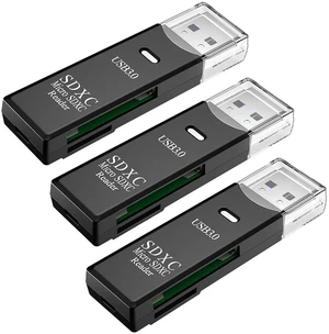 AJMRTC USB3.0 2in1 DualSlot SD TF Card Reader 3Pack Black, 5Gbps SuperSpeed UHSI Memory Card Reader Adapter, Simultaneous Read for Camera Drone GoPro Laptop PC, Supports SDXC SDHC Micro SD MMC RS AJMRTC USB3.0 2in1 DualSlot SD TF Card Reader 3Pack Black, 5Gbps SuperSpeed UHSI Memory Card Reader Adapter, Simultaneous Read for Camera Drone GoPro Laptop PC, Supports SDXC SDHC Micro SD MMC RS
