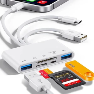 AJMRTC 5in1 OTG Memory Card Reader Adapter, Lightning USBC USBA MultiPort SD TF Reader for iPhone iPad Android Mac PC, Supports SD SDHC SDXC MMC Micro SD, for Camera Dash Cam Drone Photo Transfer AJMRTC 5in1 OTG Memory Card Reader Adapter, Lightning USBC USBA MultiPort SD TF Reader for iPhone iPad Android Mac PC, Supports SD SDHC SDXC MMC Micro SD, for Camera Dash Cam Drone Photo Transfer