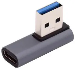 AJMRTC 90 Degree Left Angled LowProfile USBC Female to USBA Male Adapter, USB 3.0 TypeC Converter, Data Sync & Charging Connector for Laptop, Desktop, Phone and USBC Peripherals AJMRTC 90 Degree Left Angled LowProfile USBC Female to USBA Male Adapter, USB 3.0 TypeC Converter, Data Sync & Charging Connector for Laptop, Desktop, Phone and USBC Peripherals