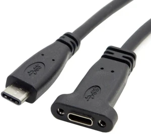 AJMRTC USB3.1 Gen2 USBC Male to Female Extension Cable, PanelMount ScrewHole Female Receptacle, 10Gbps Data Sync PD Charging Cord for PC Case, Industrial Equipment, Laptops and USBC Peripherals AJMRTC USB3.1 Gen2 USBC Male to Female Extension Cable, PanelMount ScrewHole Female Receptacle, 10Gbps Data Sync PD Charging Cord for PC Case, Industrial Equipment, Laptops and USBC Peripherals