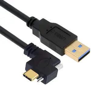 AJMRTC 1M USB 3.1 TypeC Single Locking Screw LeftRight Angled to USB 3.0 TypeA Male to Male Cable, 5Gbps Data & Power Sync Cord for Industrial Camera, Machine Vision, VR Equipment AJMRTC 1M USB 3.1 TypeC Single Locking Screw LeftRight Angled to USB 3.0 TypeA Male to Male Cable, 5Gbps Data & Power Sync Cord for Industrial Camera, Machine Vision, VR Equipment