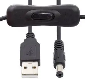 AJMRTC DC 5.5x2.1mm Male Plug to USB TypeA Power Cable with OnOff Switch Button, DC 5V Charging Cord for Desk Lamp, Mini Fan, Security Camera and DCPowered Gadgets AJMRTC DC 5.5x2.1mm Male Plug to USB TypeA Power Cable with OnOff Switch Button, DC 5V Charging Cord for Desk Lamp, Mini Fan, Security Camera and DCPowered Gadgets
