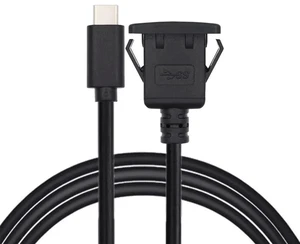 AJMRTC Waterproof Dustproof USBC Flush LatchMount Extension Cable, USB3.1 Gen2 10Gbps PanelMount Cord for Car Dashboard, Truck, Boat and Motorcycle Installation AJMRTC Waterproof Dustproof USBC Flush LatchMount Extension Cable, USB3.1 Gen2 10Gbps PanelMount Cord for Car Dashboard, Truck, Boat and Motorcycle Installation