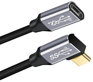 AJMRTC Left Right Angled USBC Extension Cable, USB 3.1 Gen2 TypeC Male to Female 100CM Cord, 10Gbps Data 100W PD Fast Charging with Sleeve for Laptops, Tablets, Smartphones, USBC Docking Stations AJMRTC Left Right Angled USBC Extension Cable, USB 3.1 Gen2 TypeC Male to Female 100CM Cord, 10Gbps Data 100W PD Fast Charging with Sleeve for Laptops, Tablets, Smartphones, USBC Docking Stations