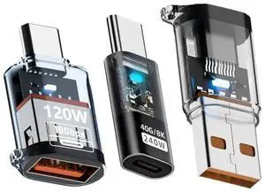 AJMRTC 3Pack USBC Converter Adapters, USB 3.2 & USB4 10Gbps / 40Gbps Data Transfer, PD 120W / 240W Fast Charging USBA & TypeC Connector Set for Laptops, Phones, SSD Drives AJMRTC 3Pack USBC Converter Adapters, USB 3.2 & USB4 10Gbps / 40Gbps Data Transfer, PD 120W / 240W Fast Charging USBA & TypeC Connector Set for Laptops, Phones, SSD Drives