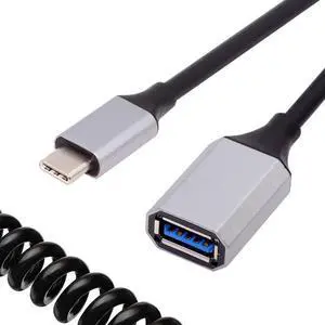 AJMRTC USBC Host to USB3.0A Female OTG Stretch Coiled Cable 100cm, 5Gbps SuperSpeed Data Extension Cord for External Disk, Phone, Camera and USBA OTG Peripherals AJMRTC USBC Host to USB3.0A Female OTG Stretch Coiled Cable 100cm, 5Gbps SuperSpeed Data Extension Cord for External Disk, Phone, Camera and USBA OTG Peripherals