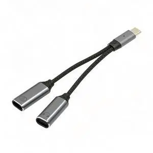 AJMRTC USBC Male to Dual USBC Female Splitter Cable, Builtin DAC AUX Audio 16bit 48kHz & 100W PD PassThrough Charging Cord for USBC Laptops, Tablets, Smart Phones and Digital AudioEnabled Periph AJMRTC USBC Male to Dual USBC Female Splitter Cable, Builtin DAC AUX Audio 16bit 48kHz & 100W PD PassThrough Charging Cord for USBC Laptops, Tablets, Smart Phones and Digital AudioEnabled Periph