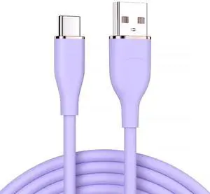 AJMRTC USBA to USBC Liquid Silicone Cable 2M Purple, Ultra Soft Flexible USB 2.0 480Mbps Fast Charging 15W Power Data Cord for Laptops, Tablets, Smartphones, USBC Enabled Devices AJMRTC USBA to USBC Liquid Silicone Cable 2M Purple, Ultra Soft Flexible USB 2.0 480Mbps Fast Charging 15W Power Data Cord for Laptops, Tablets, Smartphones, USBC Enabled Devices