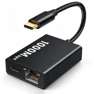 AJMRTC USB-C 2-in-1 Ethernet Adapter, 1000Mbps RJ45 Gigabit LAN Port with PD 100W Pass-Through Charging, Type-C to Gigabit Ethernet Converter with USB-C Auxiliary Power Port for Laptop Tablet PC,black AJMRTC USB-C 2-in-1 Ethernet Adapter, 1000Mbps RJ45 Gigabit LAN Port with PD 100W Pass-Through Charging, Type-C to Gigabit Ethernet Converter with USB-C Auxiliary Power Port for Laptop Tablet PC,black