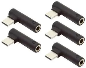 AJMRTC 5Pcs Set USBC to 90 Degree Right Angled 3.5mm Audio Adapter,USBC 3.1 Male to AUX Female Headphone Jack Converter,Right Angle TypeC Aux Dongle for Smartphone Tablet Laptop AJMRTC 5Pcs Set USBC to 90 Degree Right Angled 3.5mm Audio Adapter,USBC 3.1 Male to AUX Female Headphone Jack Converter,Right Angle TypeC Aux Dongle for Smartphone Tablet Laptop