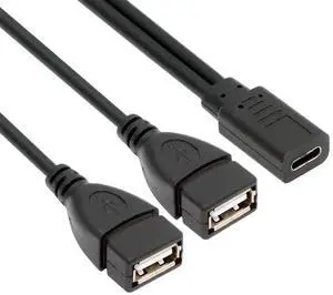 AJMRTC USBC Female to Dual USBA Female Splitter Extension Cable, DC 5V USB 2.0 TypeC Input to Double TypeA Female Port Adapter Cord for Charging, Power Supply for Small 5V Electronic Gadgets AJMRTC USBC Female to Dual USBA Female Splitter Extension Cable, DC 5V USB 2.0 TypeC Input to Double TypeA Female Port Adapter Cord for Charging, Power Supply for Small 5V Electronic Gadgets