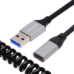 AJMRTC 100cm Coiled USB3.0 TypeA Male to USBC Female OTG Extension Cable, 5Gbps Stretch Spring Cord for External Hard Disk, Smartphone, Camera, Tablet, HighSpeed Data Sync Transfer Cable AJMRTC 100cm Coiled USB3.0 TypeA Male to USBC Female OTG Extension Cable, 5Gbps Stretch Spring Cord for External Hard Disk, Smartphone, Camera, Tablet, HighSpeed Data Sync Transfer Cable