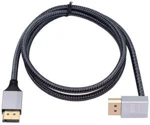 AJMRTC 90 Degree Up Angled DisplayPort DP to DP Cable 1M, Silver Sleeve UltraHD UHD 4K@60Hz DP Video Cord for Desktop, Laptop, Monitor, Graphics Card, HighDefinition Display Connection Wire AJMRTC 90 Degree Up Angled DisplayPort DP to DP Cable 1M, Silver Sleeve UltraHD UHD 4K@60Hz DP Video Cord for Desktop, Laptop, Monitor, Graphics Card, HighDefinition Display Connection Wire