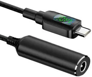 AJMRTC DC 5.5x2.1mm Jack Input to USBC TypeC PD Charging Cable 140W, Smart LED RealTime Display Power Cord, Supports 5V 9V 20V 7A Output, DCBarrel to TypeC Power Converter for Laptops, Phones & T AJMRTC DC 5.5x2.1mm Jack Input to USBC TypeC PD Charging Cable 140W, Smart LED RealTime Display Power Cord, Supports 5V 9V 20V 7A Output, DCBarrel to TypeC Power Converter for Laptops, Phones & T