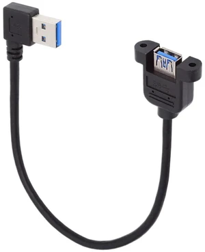 AJMRTC 30cm RightAngled 90 Degree USB 3.0 TypeA Male to PanelMount USBA Female Extension Cable, 90Degree Angled Male Plug Panel Type Header Cord for PC Case, Industrial Device Bulkhead Installati AJMRTC 30cm RightAngled 90 Degree USB 3.0 TypeA Male to PanelMount USBA Female Extension Cable, 90Degree Angled Male Plug Panel Type Header Cord for PC Case, Industrial Device Bulkhead Installati