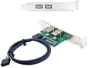 AJMRTC Internal Dual USB 2.0 Female Panel Mount Baffle Cable, Motherboard 9Pin Header Expansion with Extra SATA Power, 12cm PCI Bracket for Desktop PC Case Rear Chassis USB Port Extension AJMRTC Internal Dual USB 2.0 Female Panel Mount Baffle Cable, Motherboard 9Pin Header Expansion with Extra SATA Power, 12cm PCI Bracket for Desktop PC Case Rear Chassis USB Port Extension