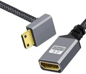 AJMRTC 90 Degree Down Angled 4K TypeC & Mini HDMI 1.4 Male to HDMI Female Extension Cable, Downward Angle Video Adapter Cord for DV, MP4 Camera, DC Digital Camera, Laptop Camcorder Display Connection AJMRTC 90 Degree Down Angled 4K TypeC & Mini HDMI 1.4 Male to HDMI Female Extension Cable, Downward Angle Video Adapter Cord for DV, MP4 Camera, DC Digital Camera, Laptop Camcorder Display Connection