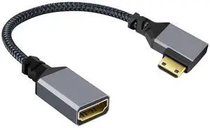 AJMRTC 90 Degree Right Angled 4K TypeC & Mini HDMI 1.4 Male to HDMI Female Extension Cable, RightAngle Video Adapter Cord for DV, MP4 Camera, DC Digital Camera, Laptop Camcorder Display Connection AJMRTC 90 Degree Right Angled 4K TypeC & Mini HDMI 1.4 Male to HDMI Female Extension Cable, RightAngle Video Adapter Cord for DV, MP4 Camera, DC Digital Camera, Laptop Camcorder Display Connection