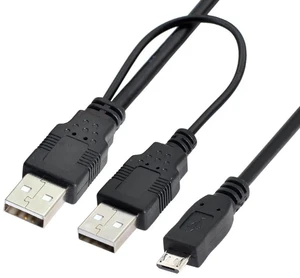 AJMRTC Dual TypeA USB2.0 Male YCable 60cm,Two USBA Male to Micro USB 5Pin Male Extra Power Data Cord for External Disk Drive,SSD Enclosure,Digital Camera,MP4 Player and MicroUSB Gadgets AJMRTC Dual TypeA USB2.0 Male YCable 60cm,Two USBA Male to Micro USB 5Pin Male Extra Power Data Cord for External Disk Drive,SSD Enclosure,Digital Camera,MP4 Player and MicroUSB Gadgets