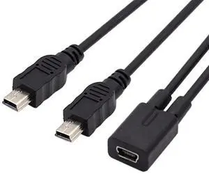 AJMRTC Mini USB 2.0 Female to Dual Mini USB 5Pin Male YSplitter Charge Cable, DC 5V OnetoTwo Power Extension Cord for GPS, Dash Cam, MP3 Player and MiniUSB 5Pin Legacy Devices AJMRTC Mini USB 2.0 Female to Dual Mini USB 5Pin Male YSplitter Charge Cable, DC 5V OnetoTwo Power Extension Cord for GPS, Dash Cam, MP3 Player and MiniUSB 5Pin Legacy Devices