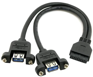 AJMRTC USB 3.0 DualPort TypeA Female Screw PanelMount Cable, 20Pin IDC Motherboard Header Internal PC Extension Cord Black for Chassis FrontPanel USB Port Expansion & Desktop DIY Modification AJMRTC USB 3.0 DualPort TypeA Female Screw PanelMount Cable, 20Pin IDC Motherboard Header Internal PC Extension Cord Black for Chassis FrontPanel USB Port Expansion & Desktop DIY Modification