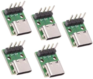 AJMRTC 5Pack Vertical 4Pin USBC Female Solder Adapter, 2.54mm Pitch Header USB2.0 TypeC Female Socket for Port Repair, DIY Electronics Prototyping and Embedded Circuit Replacement AJMRTC 5Pack Vertical 4Pin USBC Female Solder Adapter, 2.54mm Pitch Header USB2.0 TypeC Female Socket for Port Repair, DIY Electronics Prototyping and Embedded Circuit Replacement