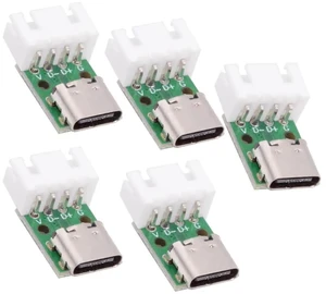 AJMRTC 5Pack USBC Female Solder Adapter with Wafer Socket, 2.54mm Pitch 4Pin USB2.0 TypeC Female Socket for Port Repair Replacement, DIY Electronics Prototyping and Embedded Circuit Projects AJMRTC 5Pack USBC Female Solder Adapter with Wafer Socket, 2.54mm Pitch 4Pin USB2.0 TypeC Female Socket for Port Repair Replacement, DIY Electronics Prototyping and Embedded Circuit Projects