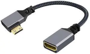 AJMRTC 4K MiniHDMI 1.4 Male 90 Degree Right Angled to HDMI Female Extension Cable, 10.2Gbps 4K@30Hz 3D ARC HDCP Adapter Cord for DV MP4 Camera Camcorder DC Laptop Portable HDTV Monitor AJMRTC 4K MiniHDMI 1.4 Male 90 Degree Right Angled to HDMI Female Extension Cable, 10.2Gbps 4K@30Hz 3D ARC HDCP Adapter Cord for DV MP4 Camera Camcorder DC Laptop Portable HDTV Monitor
