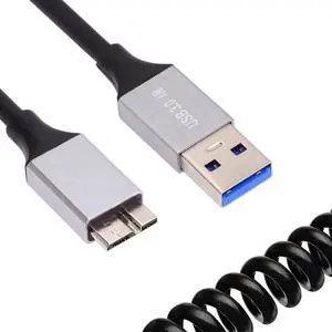 AJMRTC 5Gbps USB 3.0 TypeA Male to MicroUSB3.0 Male OTG Stretch Coiled Extension Cable, Retractable Spring Cord 100cm for Hard Disk, Phone, Camera HighSpeed Data Sync & Transfer AJMRTC 5Gbps USB 3.0 TypeA Male to MicroUSB3.0 Male OTG Stretch Coiled Extension Cable, Retractable Spring Cord 100cm for Hard Disk, Phone, Camera HighSpeed Data Sync & Transfer