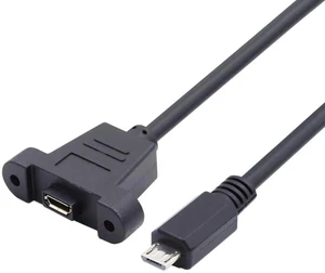 AJMRTC 50cm Micro USB 5Pin Male to Female Panel Mount Extension Cable with Screw Holes, PanelMount Micro USB 2.0 Cord for Cabinet Case Fixed Installation Data & Power Extension AJMRTC 50cm Micro USB 5Pin Male to Female Panel Mount Extension Cable with Screw Holes, PanelMount Micro USB 2.0 Cord for Cabinet Case Fixed Installation Data & Power Extension