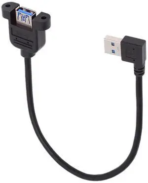 AJMRTC Left Angled 90 Degree USB 3.0 TypeA Male to Female Panel Mount Header Cable 30CM, SuperSpeed 5Gbps PanelType Extension Cord for Industrial Equipment, Cabinet Internal Wiring AJMRTC Left Angled 90 Degree USB 3.0 TypeA Male to Female Panel Mount Header Cable 30CM, SuperSpeed 5Gbps PanelType Extension Cord for Industrial Equipment, Cabinet Internal Wiring