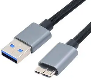 AJMRTC 30cm Silver USB 3.0 TypeA Male to Micro 3.0 B Male Cable, 5Gbps HighSpeed Data Sync Cord for External SSD, Portable Disk, Digital Camera, File Transfer & Device Connection AJMRTC 30cm Silver USB 3.0 TypeA Male to Micro 3.0 B Male Cable, 5Gbps HighSpeed Data Sync Cord for External SSD, Portable Disk, Digital Camera, File Transfer & Device Connection