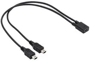 AJMRTC 20cm Mini USB 2.0 Female to Dual Mini USB 5Pin Male YSplitter Charging Cable, DC 5V PowerOnly Extension Cord for Dual MiniUSB Powered Devices, GPS, Dash Cam, Old Handheld Gadgets AJMRTC 20cm Mini USB 2.0 Female to Dual Mini USB 5Pin Male YSplitter Charging Cable, DC 5V PowerOnly Extension Cord for Dual MiniUSB Powered Devices, GPS, Dash Cam, Old Handheld Gadgets
