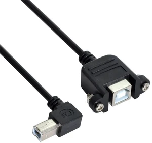 AJMRTC 50cm 90Degree Left Angled USB 2.0 TypeB Male to PanelMount TypeB Female Extension Cable, ScrewLock USBB Panel Mount Adapter Cord for Printer, Scanner, Industrial Equipment and Cabinet Ins AJMRTC 50cm 90Degree Left Angled USB 2.0 TypeB Male to PanelMount TypeB Female Extension Cable, ScrewLock USBB Panel Mount Adapter Cord for Printer, Scanner, Industrial Equipment and Cabinet Ins