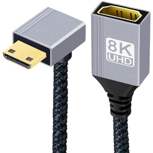 AJMRTC MiniHDMI 2.1 Male 90 Degree Down Angled 8K Extension Cable, MiniHDMI TypeC Male to HDMI Female 48Gbps Cord for DV Camera, Laptop, Portable Monitor, HDTV Projector AJMRTC MiniHDMI 2.1 Male 90 Degree Down Angled 8K Extension Cable, MiniHDMI TypeC Male to HDMI Female 48Gbps Cord for DV Camera, Laptop, Portable Monitor, HDTV Projector