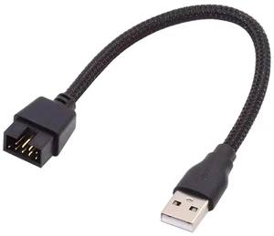 AJMRTC 20cm Single USB 2.0 TypeA Male to Motherboard 9Pin 10Pin Male Header Cable with Sleeve, Internal Chassis Adapter Cord for PC Mainboard USB Port Expansion, DIY Desktop Hardware Modification AJMRTC 20cm Single USB 2.0 TypeA Male to Motherboard 9Pin 10Pin Male Header Cable with Sleeve, Internal Chassis Adapter Cord for PC Mainboard USB Port Expansion, DIY Desktop Hardware Modification