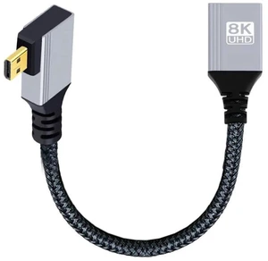 AJMRTC 90Degree LeftAngled Micro HDMI TypeD Male to HDMI Female Extension Cable, HDMI 2.1 8K@60Hz UHD HDTV Cord for DV Camera, Laptop, Portable Monitor AJMRTC 90Degree LeftAngled Micro HDMI TypeD Male to HDMI Female Extension Cable, HDMI 2.1 8K@60Hz UHD HDTV Cord for DV Camera, Laptop, Portable Monitor