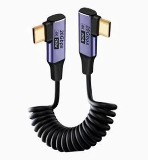 AJMRTC Coiled USBC to USBC Cable, Dual RightAngle 90Degree Connectors, PD3.1 240W Fast Charging, 20Gbps HighSpeed Data Transfer, 4K@60Hz Video Output Cord for Laptops, Phones, Portable Monitors AJMRTC Coiled USBC to USBC Cable, Dual RightAngle 90Degree Connectors, PD3.1 240W Fast Charging, 20Gbps HighSpeed Data Transfer, 4K@60Hz Video Output Cord for Laptops, Phones, Portable Monitors