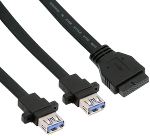 AJMRTC Ultra Slim Flat Dual USB3.0 TypeA Female Panel Mount Cable, 50CM Internal Data Cord for Desktop PC Motherboard 19Pin 20Pin USB3.0 Header, FrontPanel I/O Expansion for Custom DIY PC Case Bui AJMRTC Ultra Slim Flat Dual USB3.0 TypeA Female Panel Mount Cable, 50CM Internal Data Cord for Desktop PC Motherboard 19Pin 20Pin USB3.0 Header, FrontPanel I/O Expansion for Custom DIY PC Case Bui