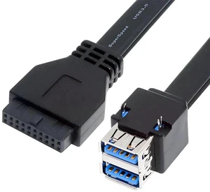AJMRTC Stackable DualPort USB3.0 TypeA Female DIPType Cable 50CM, with Fixed Mount Feet, to Motherboard 19Pin 20Pin Internal Header Cord for DIY PC Case FrontPanel USB Port Expansion AJMRTC Stackable DualPort USB3.0 TypeA Female DIPType Cable 50CM, with Fixed Mount Feet, to Motherboard 19Pin 20Pin Internal Header Cord for DIY PC Case FrontPanel USB Port Expansion
