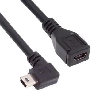 AJMRTC 90Degree RightAngle Mini USB 5Pin Male to Female Extension Cable 30CM, USB2.0 Data & Power Charging Cord for GPS Navigator, Digital Camera, Dash Cam and Legacy MiniUSB Devices AJMRTC 90Degree RightAngle Mini USB 5Pin Male to Female Extension Cable 30CM, USB2.0 Data & Power Charging Cord for GPS Navigator, Digital Camera, Dash Cam and Legacy MiniUSB Devices