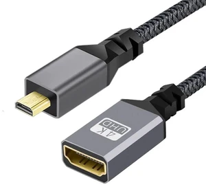AJMRTC 4K Micro HDMI 1.4 TypeD Male to HDMI Female Extension Cable, Straight MicroHDMI Adapter Cord for DV Camcorder, MP4 Camera, DC Digital Camera, Laptop Audio Video Output Connection AJMRTC 4K Micro HDMI 1.4 TypeD Male to HDMI Female Extension Cable, Straight MicroHDMI Adapter Cord for DV Camcorder, MP4 Camera, DC Digital Camera, Laptop Audio Video Output Connection