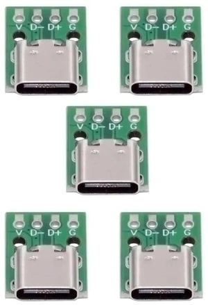 AJMRTC 5 Pack USBC DIY Connector Socket, 2.54mm Pitch USB 2.0 TypeC 4Pin Female Port Solder Adapter for Electronic Repair, Replacement, PCB Soldering and Custom OEM Electronic Projects AJMRTC 5 Pack USBC DIY Connector Socket, 2.54mm Pitch USB 2.0 TypeC 4Pin Female Port Solder Adapter for Electronic Repair, Replacement, PCB Soldering and Custom OEM Electronic Projects