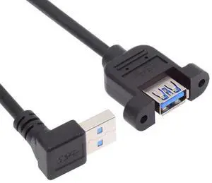 AJMRTC 30CM 5Gbps USB 3.0 TypeA Male to Female Up Angled Panel Mount Connector Cable With Screws, Right Angle USBA Panel Header Extension Cable for Industrial DIY Equipment Installation AJMRTC 30CM 5Gbps USB 3.0 TypeA Male to Female Up Angled Panel Mount Connector Cable With Screws, Right Angle USBA Panel Header Extension Cable for Industrial DIY Equipment Installation