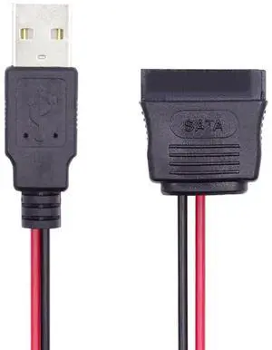 AJMRTC DC 5V Single USB to SATA 15Pin Power Cable, Max 2A USB Power Supply Cord for 2.5 Inch SATA HDD SSD Hard Disk Drive, USBA to SATA 15Pin Power Adapter Cable for 2.5" SATA Drives AJMRTC DC 5V Single USB to SATA 15Pin Power Cable, Max 2A USB Power Supply Cord for 2.5 Inch SATA HDD SSD Hard Disk Drive, USBA to SATA 15Pin Power Adapter Cable for 2.5" SATA Drives