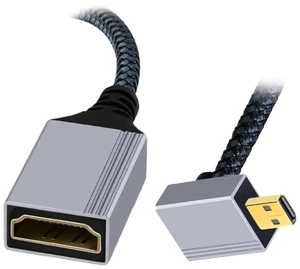 AJMRTC HDMI 2.1 8K@60Hz 90Degree DownAngled Micro HDMI TypeD Male to HDMIA Female Extension Cable, 48Gbps HighSpeed Extender Cord for DV Camera, Camcorder, Laptop and Portable Monitor AJMRTC HDMI 2.1 8K@60Hz 90Degree DownAngled Micro HDMI TypeD Male to HDMIA Female Extension Cable, 48Gbps HighSpeed Extender Cord for DV Camera, Camcorder, Laptop and Portable Monitor