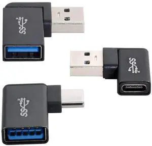 AJMRTC 3Pack 90 Degree Angled USBC Male to USB 3.0 TypeA Female OTG Adapter, USB 3.1 Gen2 10Gbps HighSpeed Data Transfer Right Angle OTG Connector for Phones, Tablets, Laptops AJMRTC 3Pack 90 Degree Angled USBC Male to USB 3.0 TypeA Female OTG Adapter, USB 3.1 Gen2 10Gbps HighSpeed Data Transfer Right Angle OTG Connector for Phones, Tablets, Laptops
