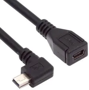 AJMRTC 90 Degree Left Angled Mini USB 5Pin Male to Female Extension Cable 30cm, LowProfile Mini USB Extension Cord for GPS Unit, Digital Camera, Dash Cam AJMRTC 90 Degree Left Angled Mini USB 5Pin Male to Female Extension Cable 30cm, LowProfile Mini USB Extension Cord for GPS Unit, Digital Camera, Dash Cam
