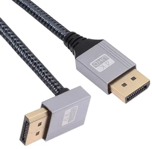 AJMRTC Up Angled DisplayPort to DisplayPort Cable 1M, 4K 60Hz UltraHD UHD DP to DP Cord 32.4Gbps HighSpeed with Silver Metal Sleeve for Monitor, Graphics Card, Projector AJMRTC Up Angled DisplayPort to DisplayPort Cable 1M, 4K 60Hz UltraHD UHD DP to DP Cord 32.4Gbps HighSpeed with Silver Metal Sleeve for Monitor, Graphics Card, Projector